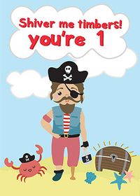 Tap to view Shiver Me Timbers 1st Birthday Card