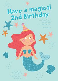 Magical Mermaid 2nd Birthday Card