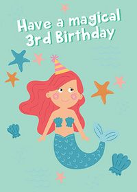 Magical Mermaid 3rd Birthday Card