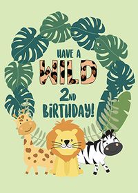 Zoo Animals 2nd Birthday Card