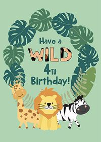 Tap to view Zoo Animals 4th Birthday Card