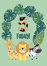 Tap to view Zoo Animals 5th Birthday Card