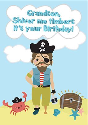 Grandson Pirate Birthday Card