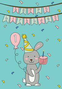 Tap to view Bunny Age 1 Kids Birthday Card