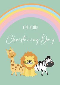 On Your Christening Day Cute Animals Card