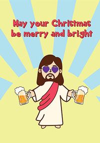 Cool Beer Merry & bright Christmas Card