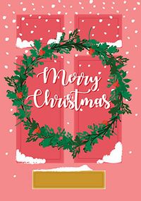 Pink Christmas Wreath Card