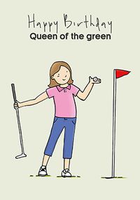 Queen of the Green Golfing Birthday Card