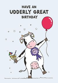 Tap to view Udderly Great Birthday Card