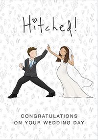 Happy Couple Hitched Wedding Card
