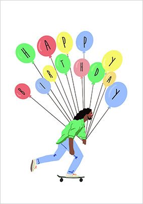 Happy Birthday Skateboarding Card Funky Pigeon
