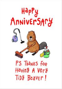Tidy Beaver Anniversary Card