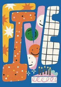 Tap to view Funky Font 5th Birthday Card