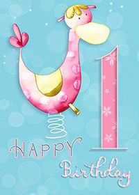 Duck 1ST Birthday Card