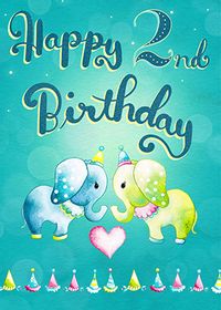 Elephants 2ND Birthday Card