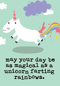 Tap to view Unicorn Farting Rainbows Birthday Card