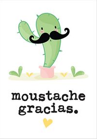 Moustache Gracias Funny Thank You Card