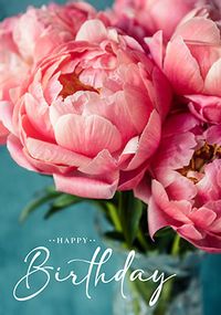 Happy Birthday Pink Peonies Card