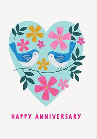 Birds Heart Anniversary Card