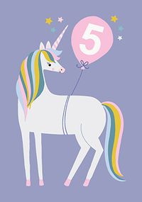 Unicorn 5 Today Birthday Card