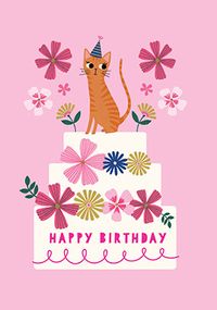 Cat Birthday Cake Card