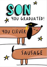 Sausage Dog Son Graduation Card