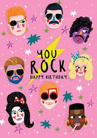 You Rock Faces Birthday Card