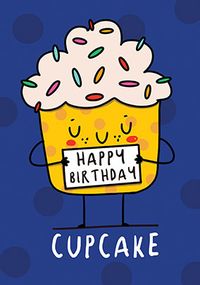 Happy Birthday Yellow Cupcake Card