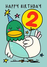 Party Duck 2nd Birthday Card