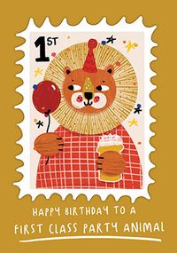 First Class Party Animal Birthday Card