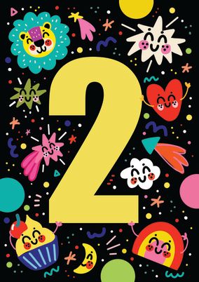 Yellow Age 2 Children's Card