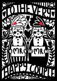 Mr & Mr Happy Couple Cute Wedding Card