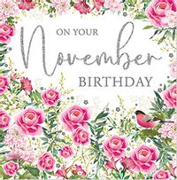 November Birthday Floral Card