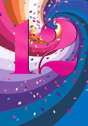 12th Birthday Pink Confetti Card