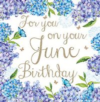 Tap to view June Blue Flowers Birthday Card