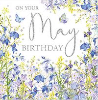 Tap to view Blue Floral May Birthday Card