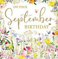 September Flowers Birthday Card