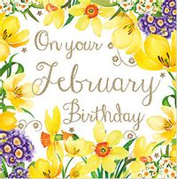Tap to view Yellow Border February Birthday Card