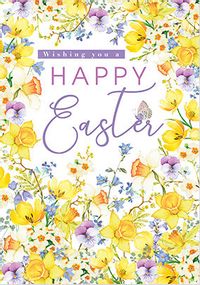 Wishing You a Happy Easter Floral Pattern Card