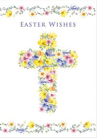 Easter Wishes Cross Floral Card