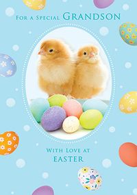 Grandson with Love at Easter Chicks Card