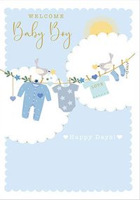 Washing Line Baby Boy Card