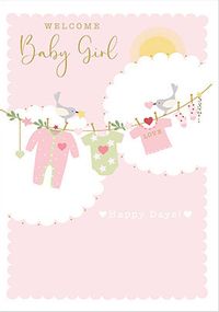 Washing Line Baby Girl Card