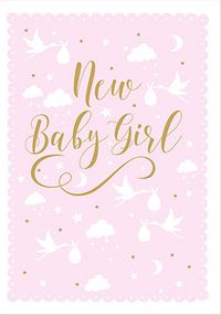 Storks Baby Girl Card