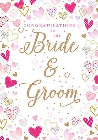 Wedding Hearts Bride and Groom Card