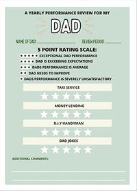 Dad Performance Review Birthday Card