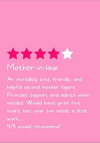 Tap to view Mother in Law Review Mother's Day Card