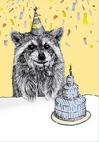 Racoon Cake Birthday Card