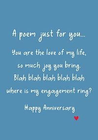 Poem for you Anniversary Card