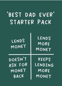 Tap to view Best Dad Starter Pack Father's Day Card